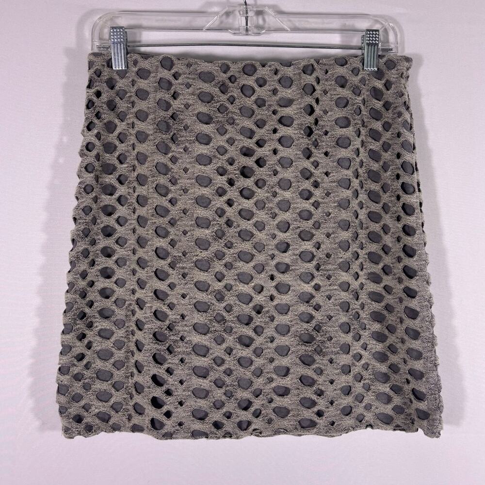 NWT Sophie Max Edgy Unique Grey Crochet Openwork Mini Skirt Size Medium 1322